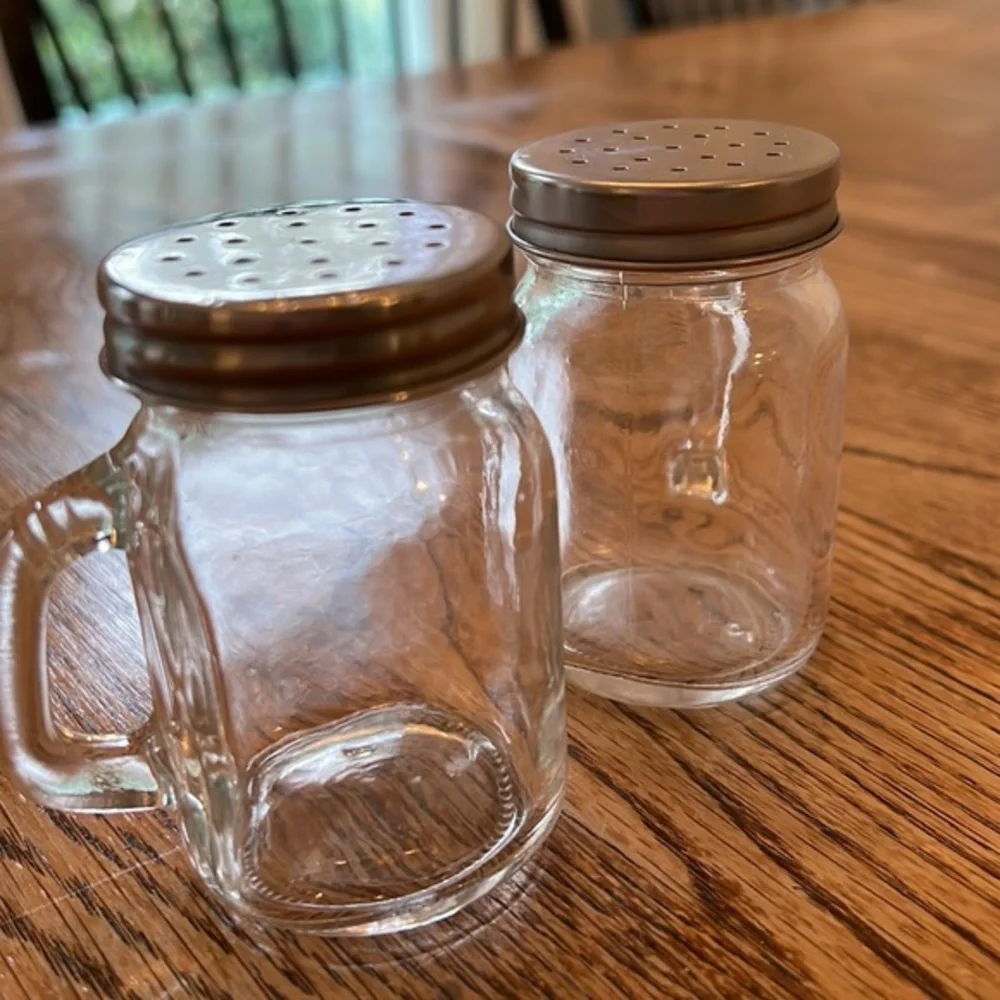 MASON JAR WITH HANDLES SALT AND PEPPER SHAKERS
